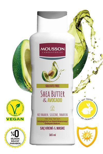 Mousson Shea Butter & Avocado Straightening and Anti-Frizz Hair Care Cream and Mask 365 ml