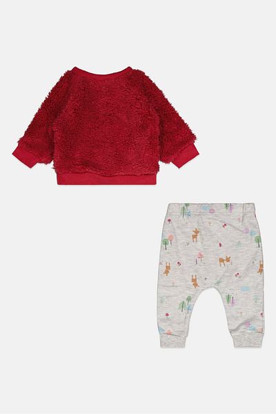 RENE ROFE Toddlers Girl 2 Pc Embroidered Sweatshirt And Jogger Pants, Pink/grey