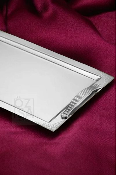 ÖzSa Home Tiamo Ottoman - 18/10 Stainless Steel with Handles Promise Engagement Service and Tea Tray