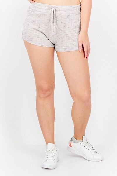 LUCKY BRAND Women Drawstring Ribbed Shorts, Heather Grey