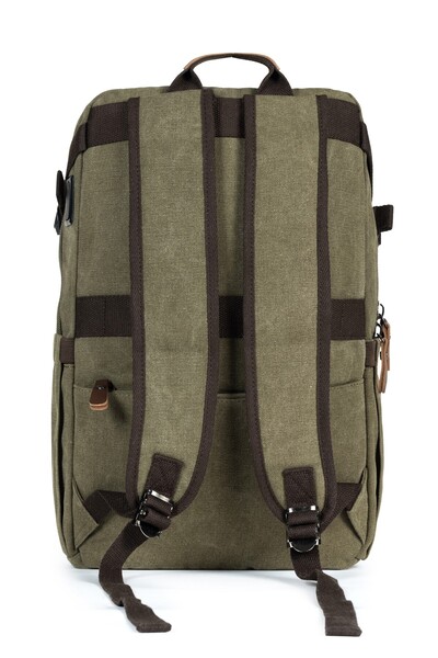 Necati Çanta Хакі колір 15,6 дюймовий ноутбук - роздільний та багатосекційний полотняний рюкзак