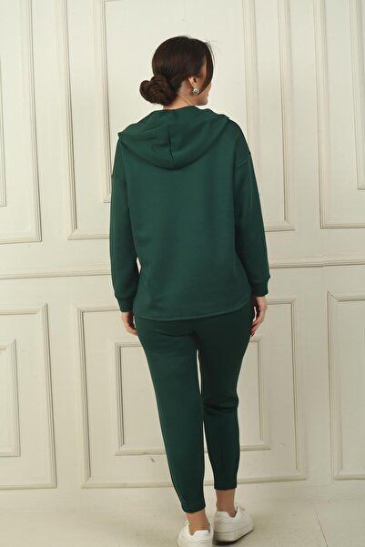 By Saygı Női Scuba Lycra 2 részes szett - kapucnis, rugalmas derék, zsebes vékony szárú nadrág