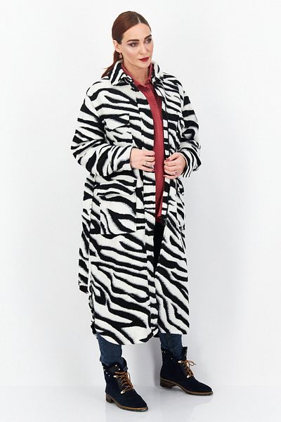 TopShop Women Belted Animal Print Trench Coat Jacket, Black