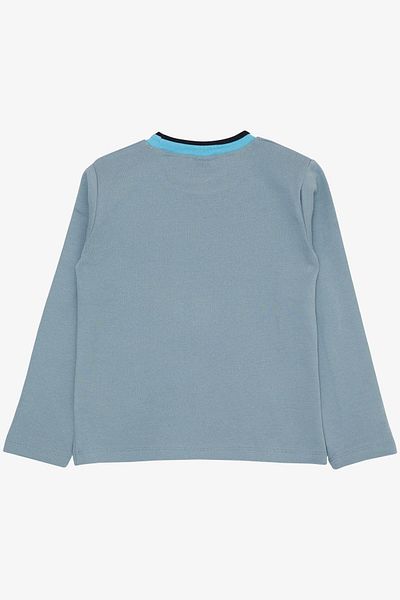 Breeze Tricou Băiat Ice Blue 5-9 Ani - Imprimat Text, Mânecă Lungă