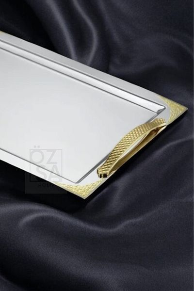 ÖzSa Home Tiamo Ottoman - 18/10 Stainless Steel with Handles Promise Engagement Service and Tea Tray