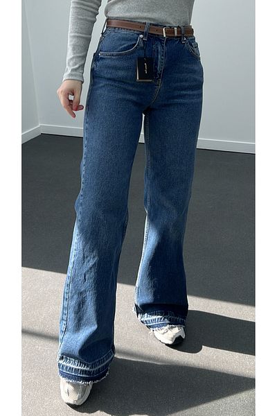 Narferita Massi Denim Color Palazzo Jeans with Leg Detail