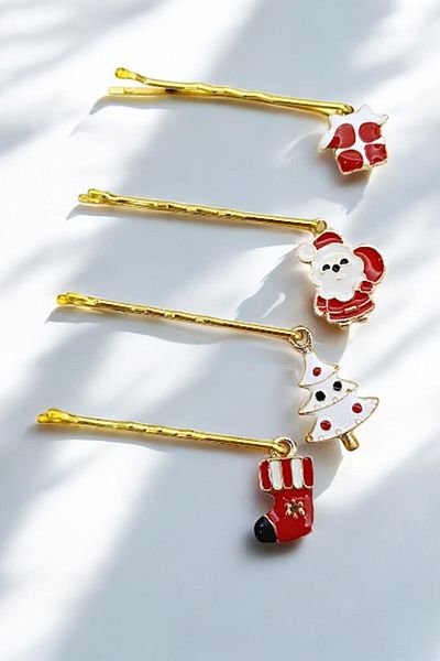 PETEK AKSESUAR Set of 4 Christmas Themed Wire Clasps