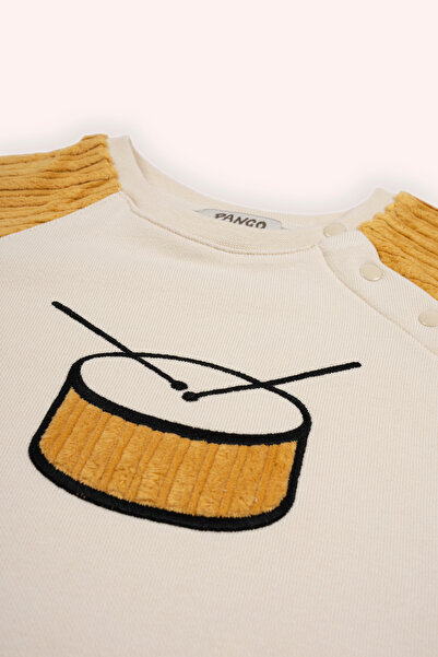 Panço Erkek Bebek Nakışlı Reglan Kollu Bej Sweatshirt
