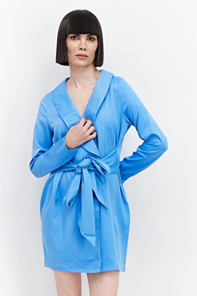 IN THE STYLE فستان نسائي قصير سادة كاجوال، أزرق سماوي