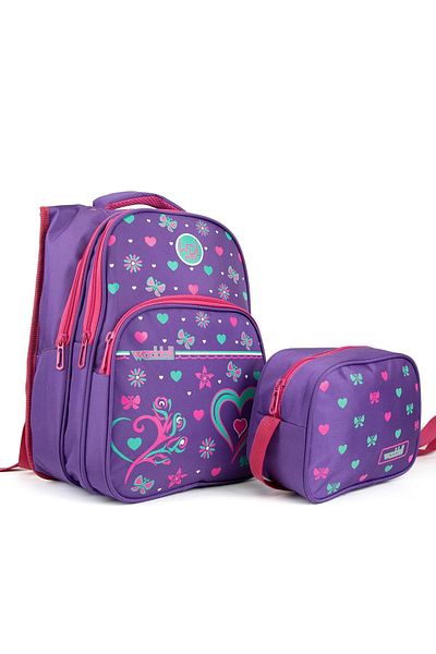 Necati Çanta Heart Character Feeding Primary School Backpack Purple