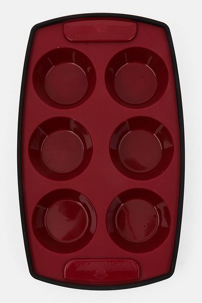masterclass Silicone Flexible 6 Hole Pan, Maroon