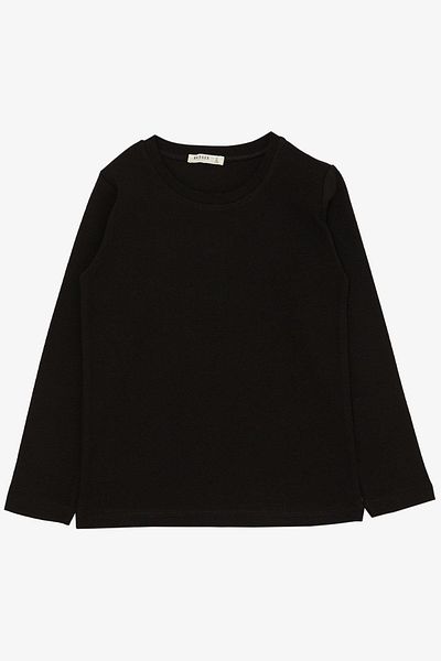 Breeze Tricou de bază negru cu mânecă lungă pentru băiat 9-14 ani