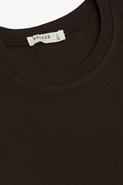 Breeze Boy's Long Sleeve Basic T-Shirt - Age 9-14, Bitter Brown