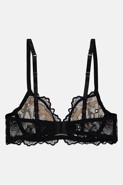 Asos Design Women Embroidered Non Padded Underwire Bra, Black