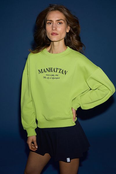 GRIMELANGE EIBHIR Grünes Damen-Sweatshirt mit Stickereidetails