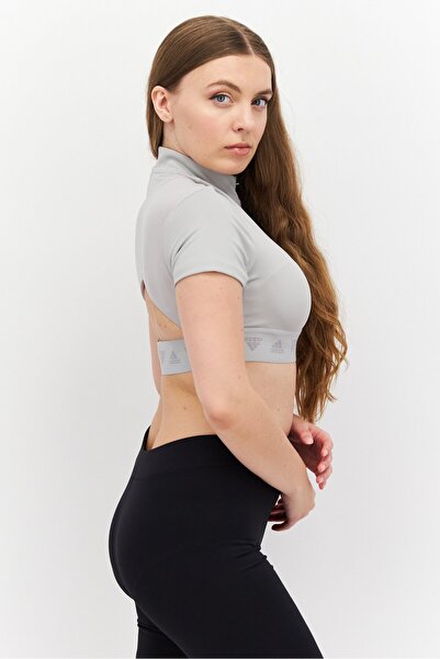 adidas Women Sportswear Fit Short Sleeve Training Crop Top, Grey