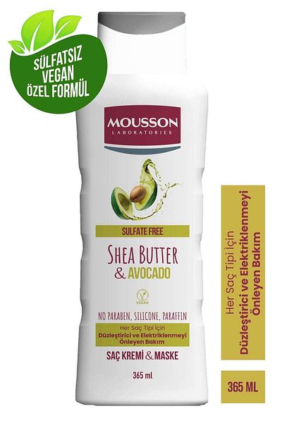 Mousson Shea Butter & Avocado Straightening and Anti-Frizz Hair Care Cream and Mask 365 ml