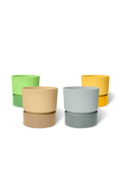 ToXA 4 Adet 0.75 Litre Karışık Iksora Saksı Dekoratif Tabaklı Çiçek Kaktüs Sa...