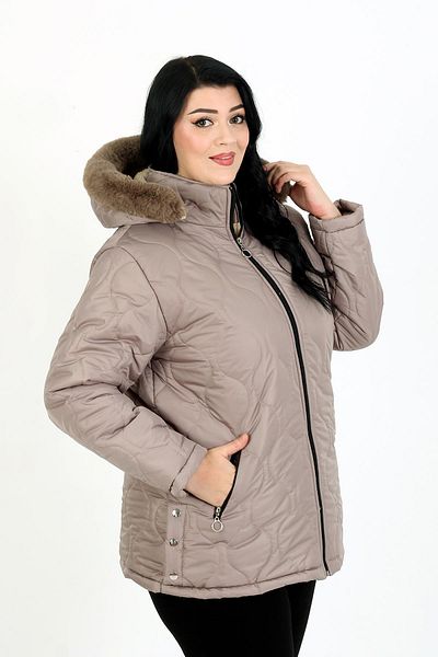 By Alba Collection Γυναικείο παλτό από μαλλί βιζόν εσωτερικά καπιτονέ Plus Size