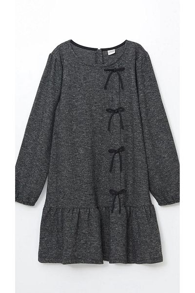 LC Waikiki Lcw Kids Black Plaid Crew Neck Girl's Dress