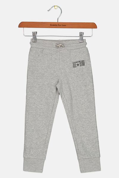 converse Toddlers Girl Drawstring Brand Logo Jogger Pant, Heather Grey