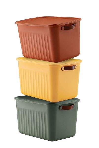 Varbifırsat Boxify 15 Lt 3 Pieces Multi-Purpose Organizer Box with Lid, Decorative Storage Box, Organizer