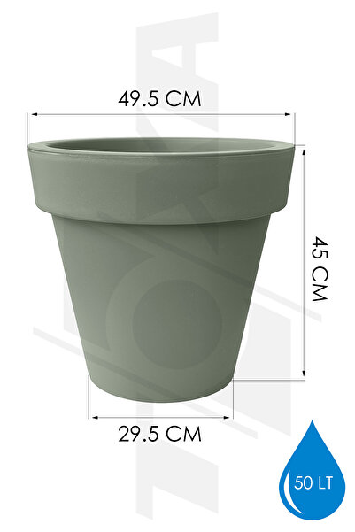 ToXA 50 Litre Bej Fulya Saksı Büyük Boy Tabaksız Drenajlı Izgaralı Mat Plastik Çiçek Saksısı
