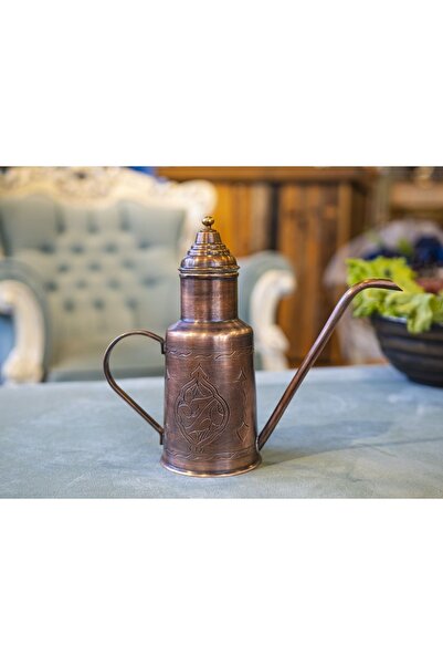 Bakır Concept Copper Oil Pot, Engraved Model, Oxidized Color
