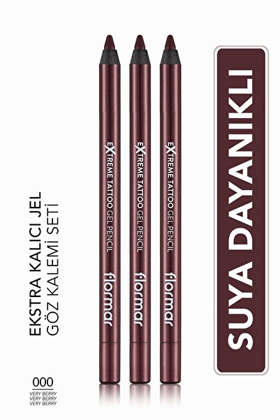 Flormar Extreme Tattoo Very Berry 3'lü Jel Göz Kalemi Seti