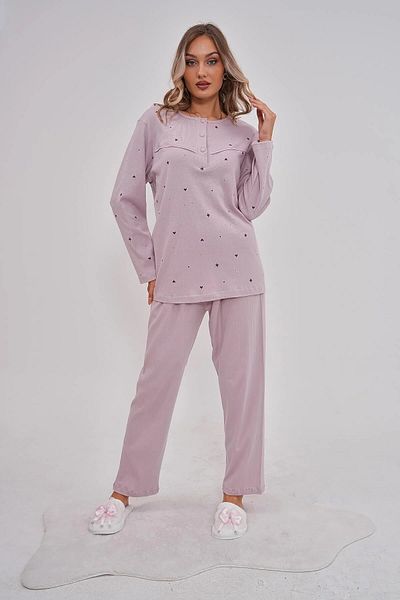 Mecit Pijama طقم بيجامة نسائية شتوية بأكمام طويلة مقاس كبير 100% قطن