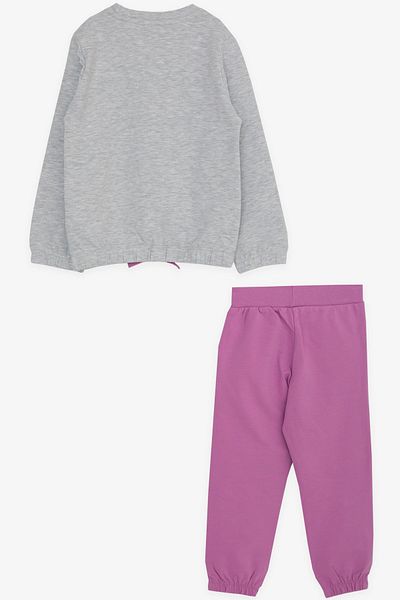 Breeze Girl's Tracksuit Set Glitter Animal Printed 1-4 Years, Light Gray Melange