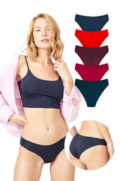 Cottonhill Chiloți de bikini de bază, fără marcaj, tăiați cu laser, pachet de 5 - 2