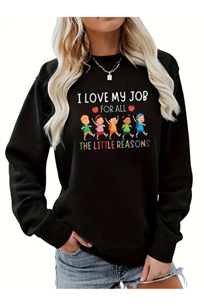 WOODROFFE 24 Νοεμβρίου Ημέρα Δασκάλων Μαύρο φούτερ με στάμπα με λαιμόκοψη