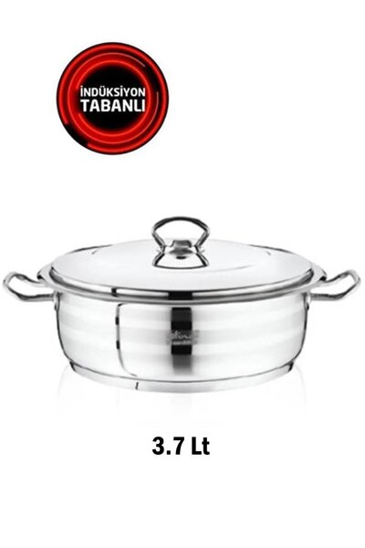 SAFINOX Çelik Flavia Metal Kulplu 24x08 Cm Indiksiyon Basık Tencere 3.7 Lt 18/10