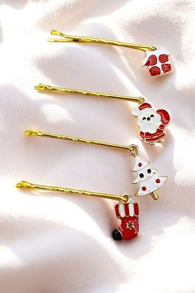 PETEK AKSESUAR Set of 4 Christmas Themed Wire Clasps