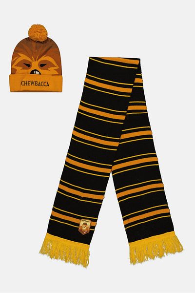 DIFUZED Men Chewbacca Beanie And Scarf Gift Set, Mustard