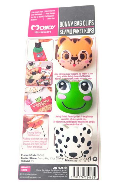 lawrenceshop 6-Piece Bag Clips with Cute Animal Figures for Packaging and Bag Closure