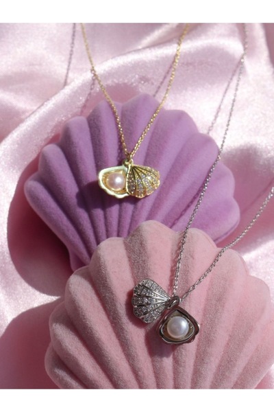 Reorah Collection İncili Deniz Kabuğu İstiridye Kolye 925 Gümüş