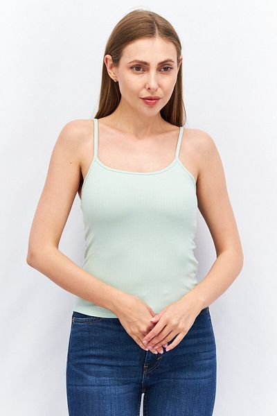 AMERICAN EAGLE Women Square Neck Sleeveless Textured Tank Top, Sage