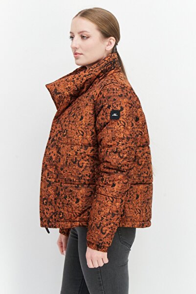 O'Neill Women Animal Print Puffer Jacket, Brown Combo