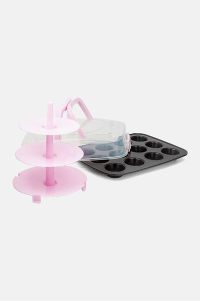 iBiLi 12 Muffin Mold With Top With Support, Black