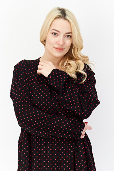 ZERO Women Diamond Print Midi Dress, Black