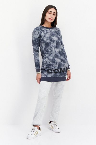 converse Women Sportswear Fit Long Sleeves Outdoor Sweatshirt, Grey Combo