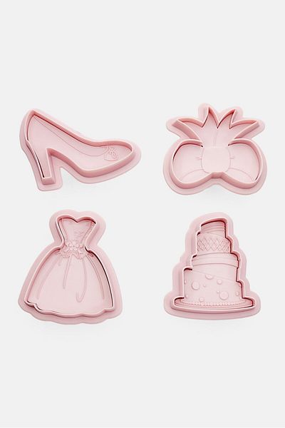 iBiLi 4 Pieces Cookie Cutter With Ejector, Pink