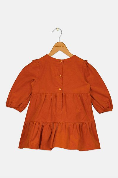 BONNIE BABY Toddlers Girl Embroidered Dress, Brown