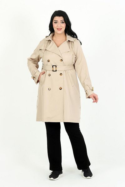 By Alba Collection Γυναικεία καμπαρντίνα με επένδυση εκρού, αδιάβροχη Bondit Plus Size