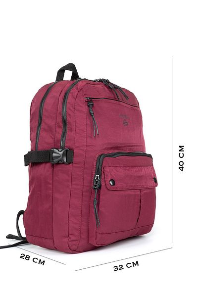 Necati Çanta Burgundy Backpack - Multi-Compartment, Lined and Waterproof