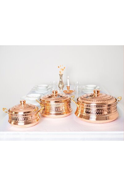Bakır Concept Copper Pot Mardin Embroidered Model 5 Liters Copper Color