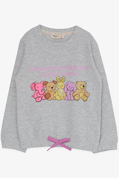 Breeze Girl's Tracksuit Set Glitter Animal Printed 1-4 Years, Light Gray Melange