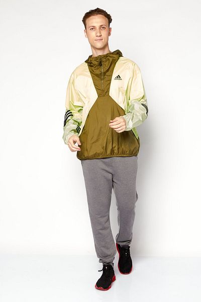 adidas Men Sportswear Fit Brand Logo Outdoor Jacket, Olive